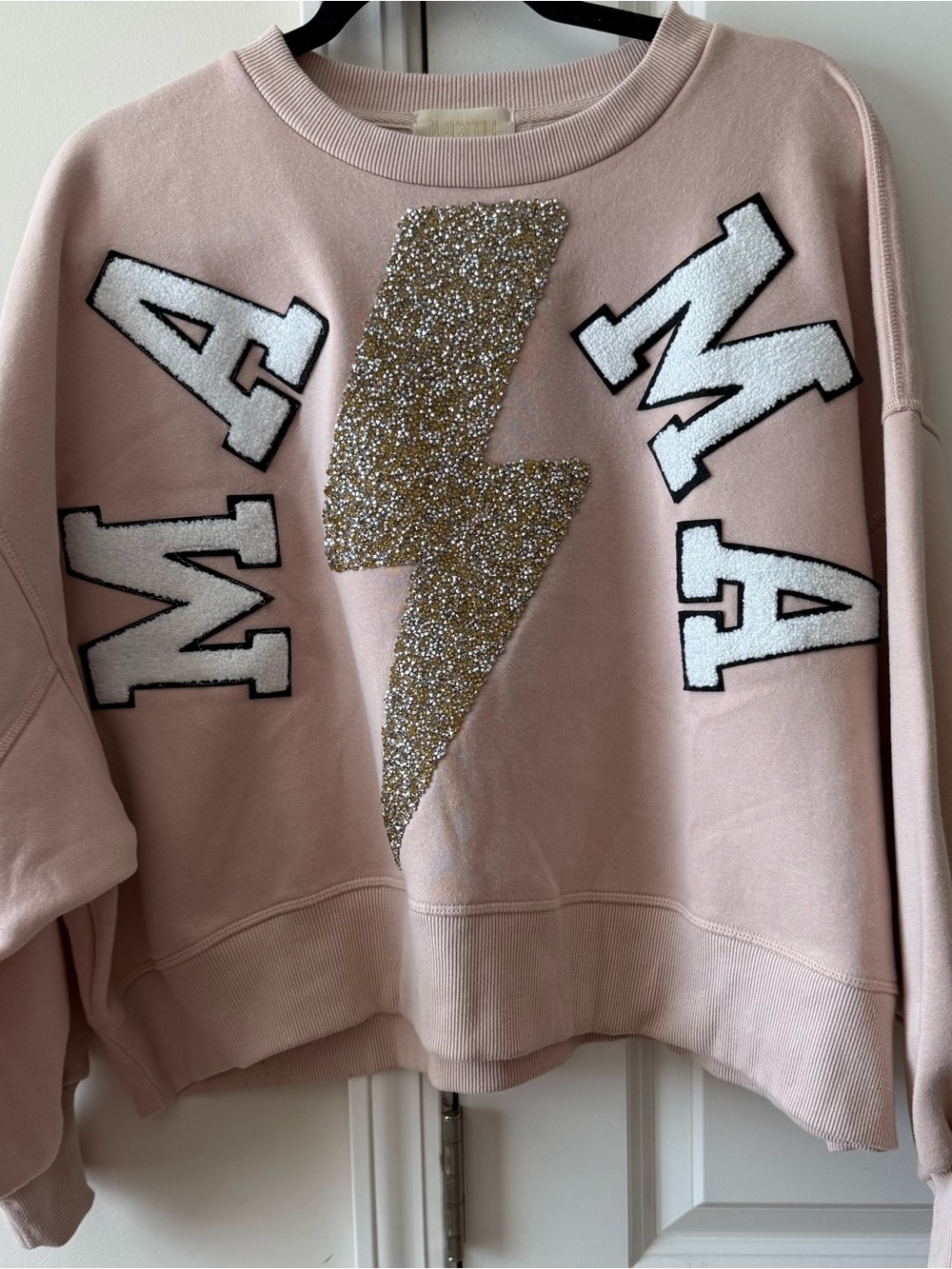 Mama Embellished Lightning Bolt Pink Sweatshirt